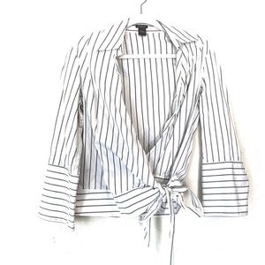 An. Taylor Wrap Stripe Blouse Size 8